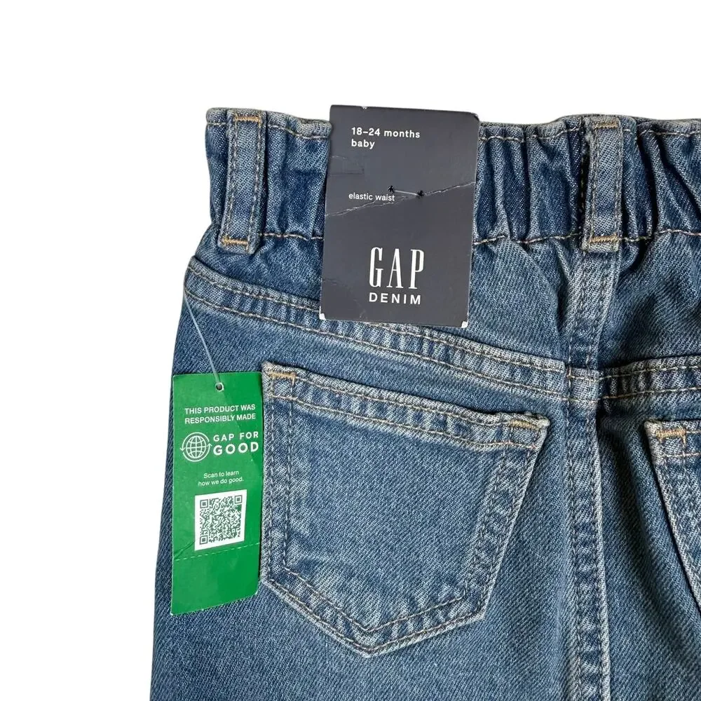 Gap Denim Mini Skirt Medium Blue Wash Elastic Waist  Baby 18–24 Months